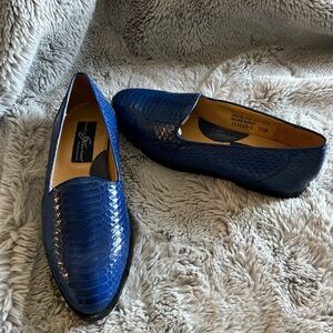 Brand New Giorgio Brutini Blue Textured Loafers Slip-Ons